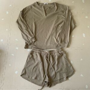 Waffle knit sweater set